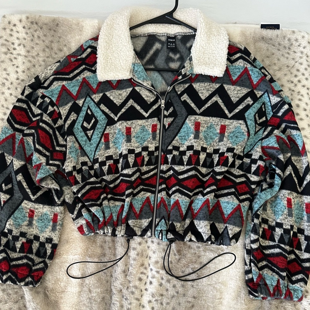 Western Aztec print quarter zip sweater